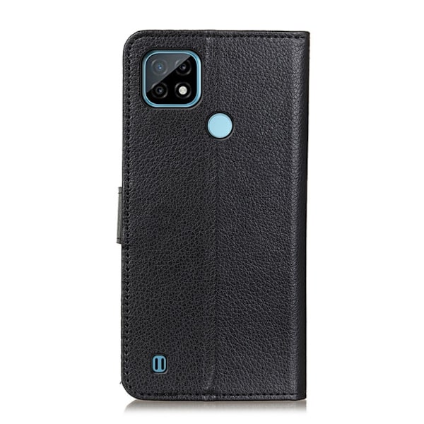 Realme C21 - Litchi Läder Fodral - Svart Svart