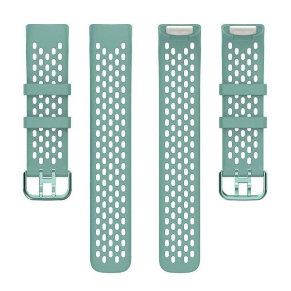 Fitbit Charge 6 / 5 Armband Silikon Ihåligt Svartaktig Grön