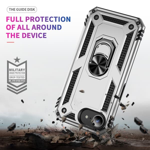 iPhone 17e / 16e Skal Shockproof Hybrid Ring Silver