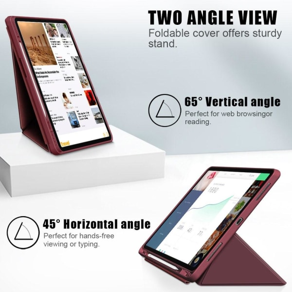 iPad Air 2020/2022 / Pro 11 Fodral Läder Origami Vinröd Vin, röd