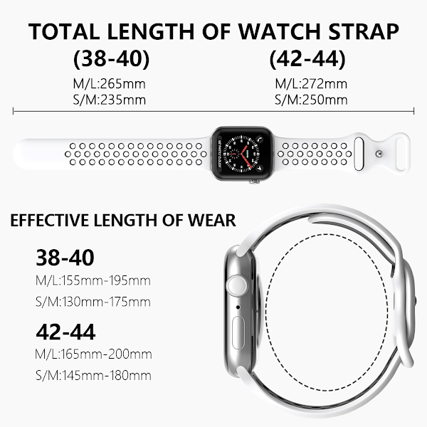 Sportarmband Dual-Color Apple Watch 42/44/45/49 mm (S/M) Vit/Svart