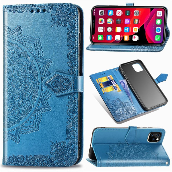iPhone 11 - Plånboksfodral Mandala - Blå Blue Blå