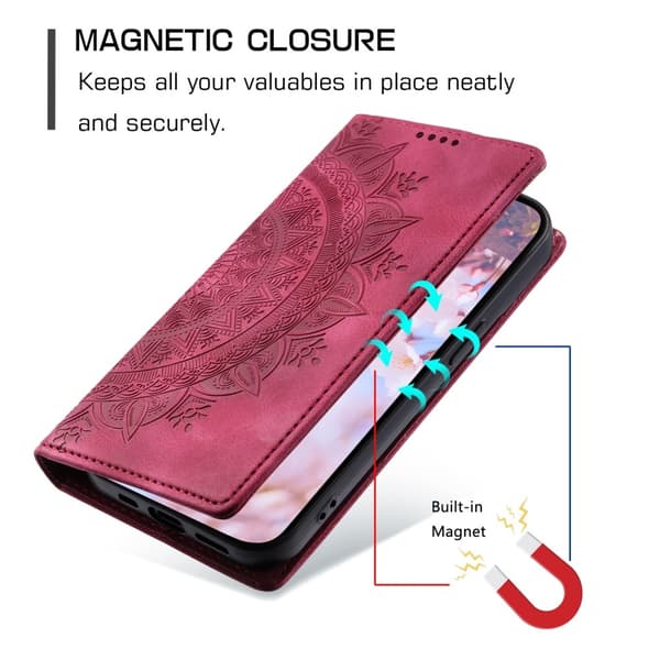 iPhone 17e / 16e Fodral Flip Mandala Läder Rosa