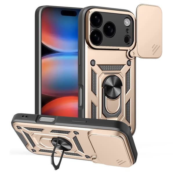 iPhone 17 Pro/18 Pro Skal CamShield Ring Hybrid Guld