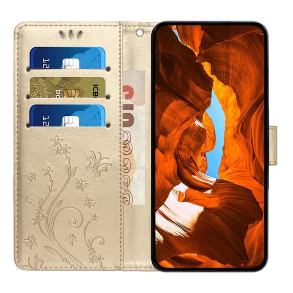 iPhone 17 Pro Fodral Med Blommigt Tryck Guld