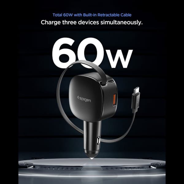 Spigen 60W USB-C / USB-A Billaddare Essentail Svart