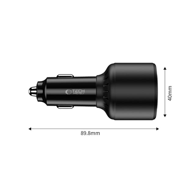 Tech-Protect 130W PD USB-C / USB-A Billaddare Svart