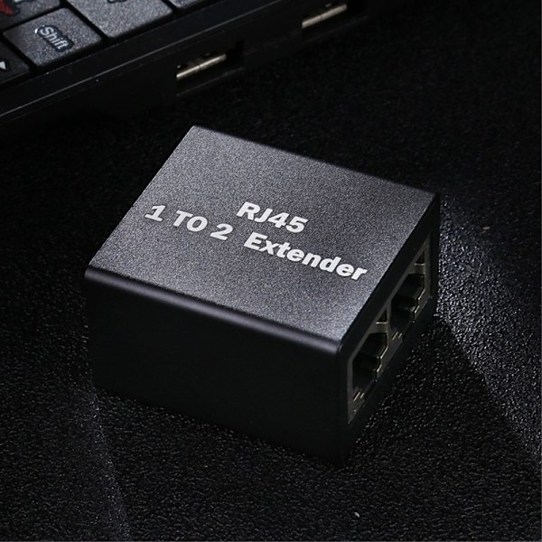 2-PACK RJ45 Splitter Ethernet LAN Adapter Svart
