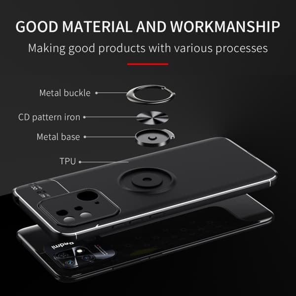 Xiaomi Redmi 10C Skal Ring Svart/Roséguld