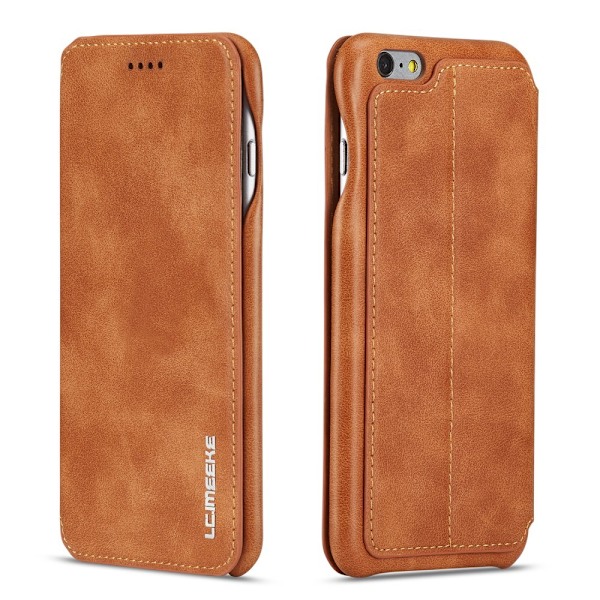 iPhone 6/6S Plus - LC.IMEEKE Retro Läder Fodral - Brun Brown Brun