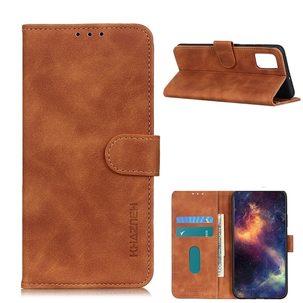 Xiaomi Redmi 9T - KHAZNEH Retro Läder Fodral - Brun Brown Brun