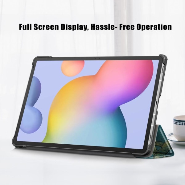 Galaxy Tab S7 FE/S7 Plus/S8 Plus Tri-Fold Läder Fodral Peach Blo Peach Blossom