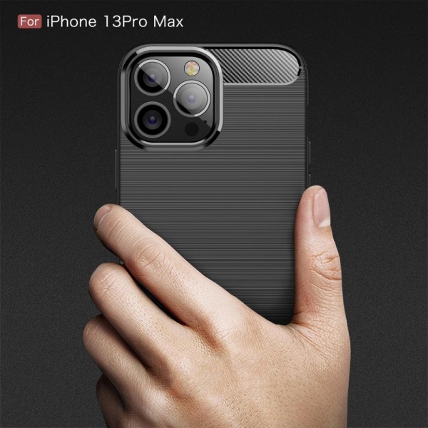 iPhone 13 Pro Max - Borstad Stål Textur Skal - Svart