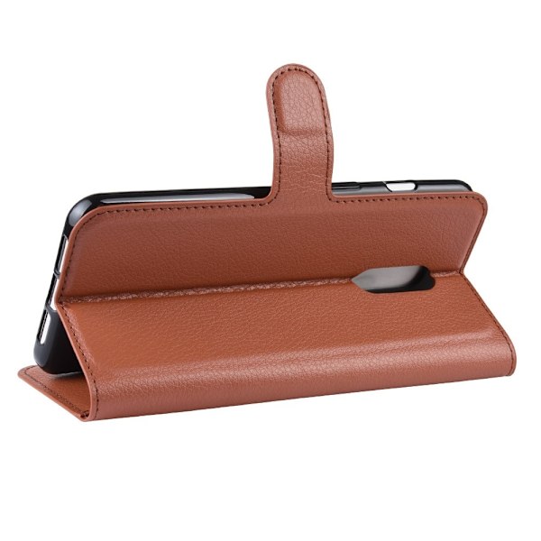 OnePlus 7 - Litchi Plånboksfodral - Brun Brown Brun