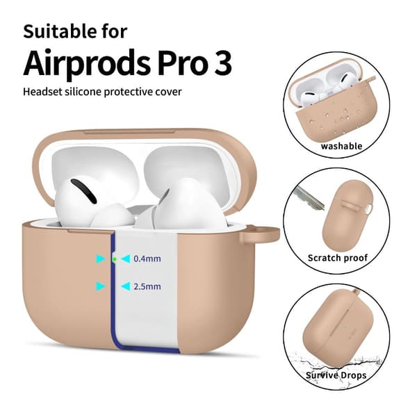 Tech-Protect AirPods Pro 3 Skal Silikon Hook Caffe Latte