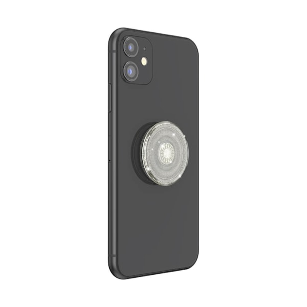 PopSockets Avtagbart Grip med Ställfunktion Clear Glitter Silver