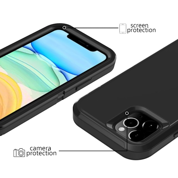 iPhone 12 / 12 Pro - Shockproof Xtreme Skal - Svart Black Svart