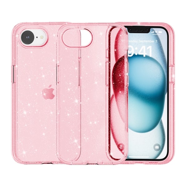 iPhone 16e Skal Glitter Shockproof Rosa