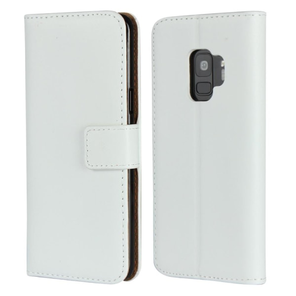 Samsung  Galaxy S9 - Plånboksfodral I Äkta Läder - Vit White Vit