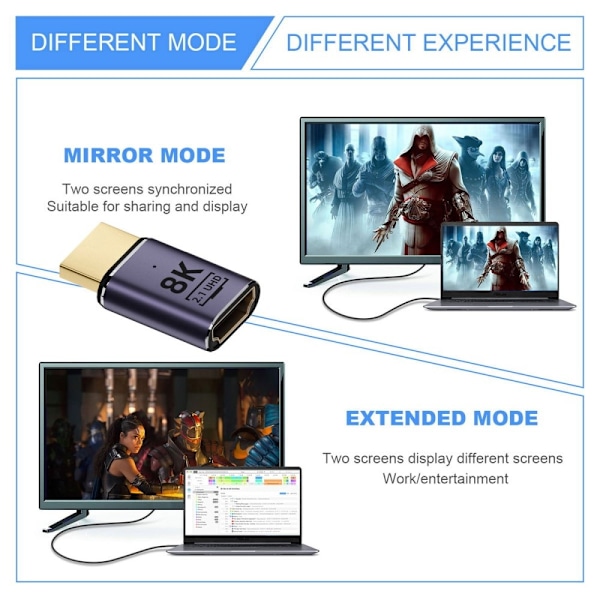 HDMI Hane - HDMI 2.1 Hona 8K 60Hz UHD Adapter Blå