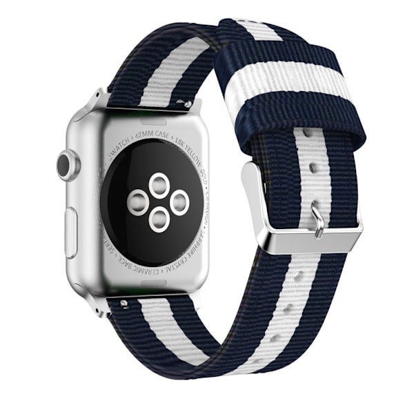 Nylon Armband Med Vertikal Design Apple Watch 42/44/45/49 mm Blå/Vit Blå/Vit Blå/Vit