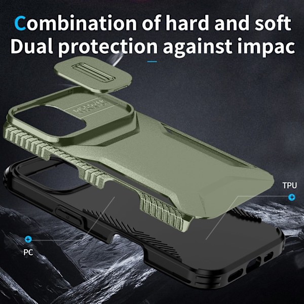 iPhone 16 Plus Skal CamShield Hybrid Grön