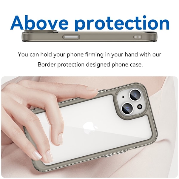 iPhone 15 Skal Akryl/TPU Transparent Grå
