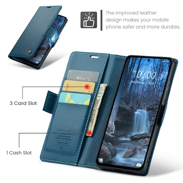 CASEME Xiaomi Redmi Note 14 5G Fodral RFID Läder Blå