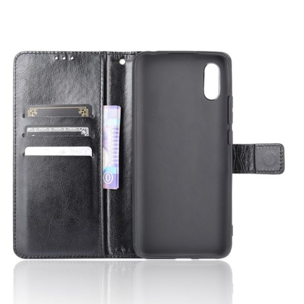 Xiaomi Redmi 9A - Crazy Horse Fodral - Svart Black Svart
