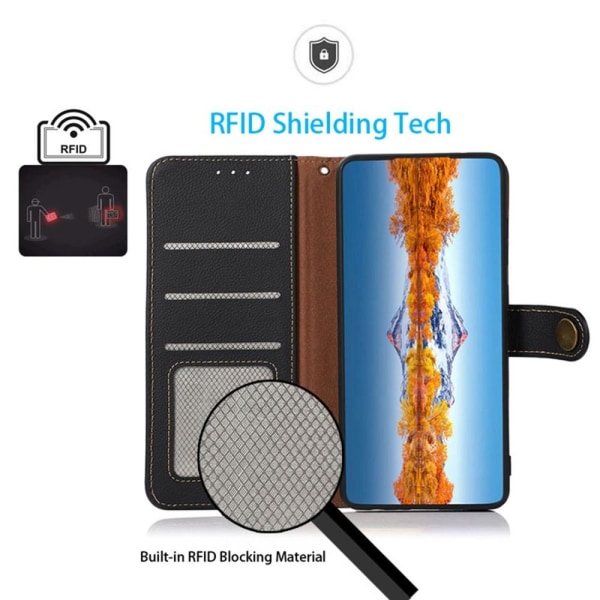 KHAZNEH Samsung Galaxy S23 Fodral RFID Äkta Läder Svart