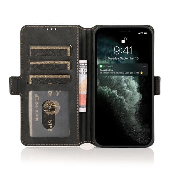 iPhone 14 Plus Fodral Retro Läder Svart