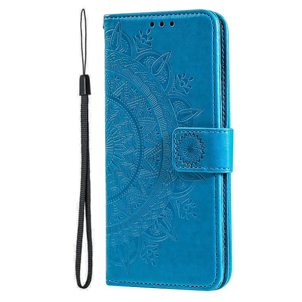 Google Pixel 9a Fodral Mandala Läder Blå