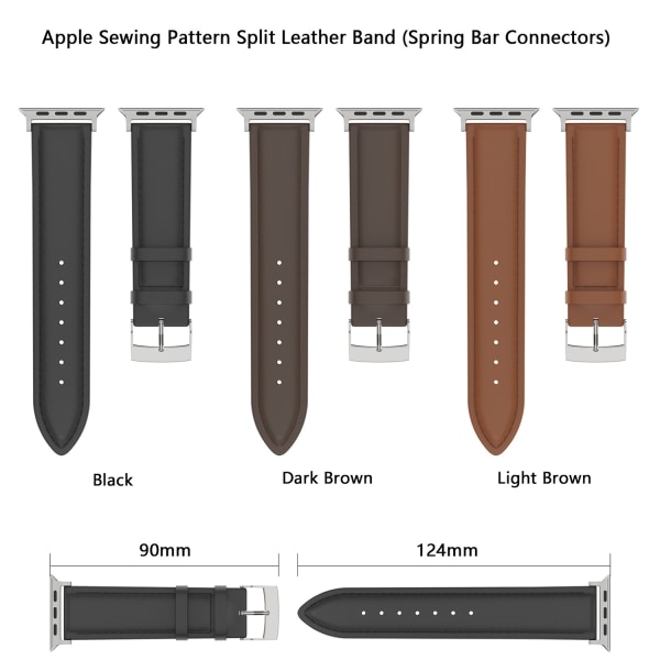 Äkta Läder Armband Apple Watch 42/44/45/49 mm Svart