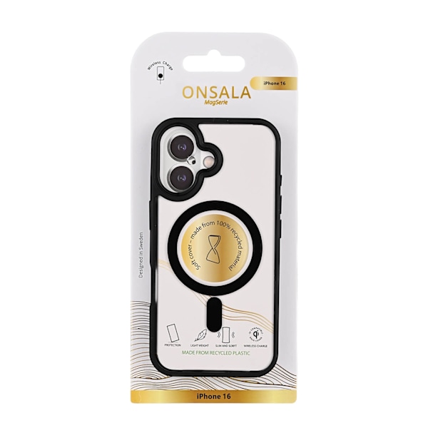 Onsala iPhone 16 Mobilskal Bumper MagSafe Svart/Transparent