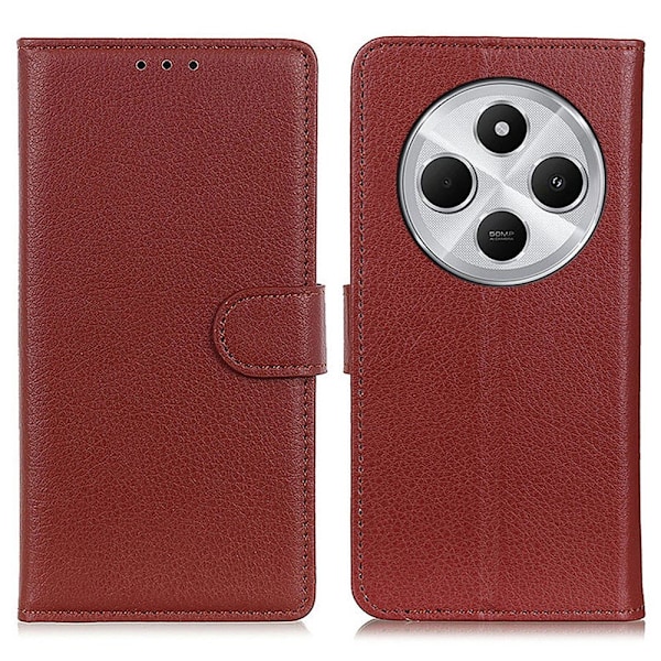 Xiaomi Redmi 14C Fodral Litchi Läder Brun