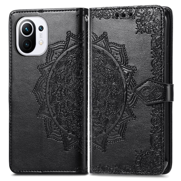 Xiaomi Mi 11 - Mandala Läder Fodral - Svart Black Svart