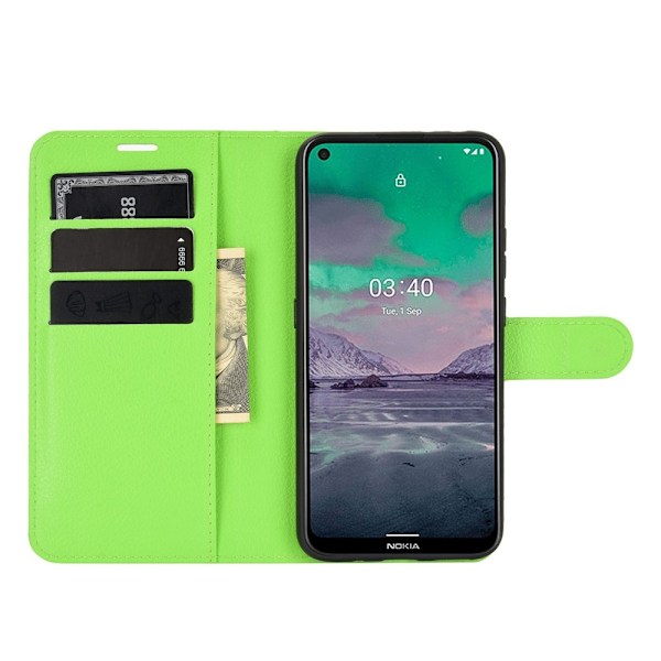 Nokia 3.4 - Litchi Läder Fodral - Grön Green Grön