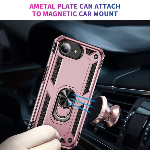 iPhone 17e / 16e Skal Shockproof Hybrid Ring Roséguld