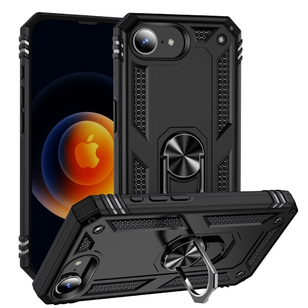 iPhone 16e Skal Shockproof Hybrid Ring Svart