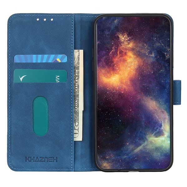 KHAZNEH iPhone 17 Pro Fodral Retro Läder Blå