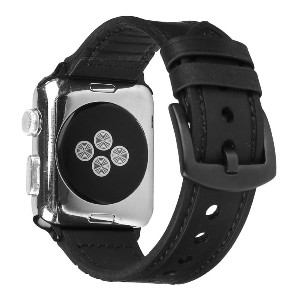 Läderarmband Apple Watch 42/44/45/49 mm Svart Black Svart