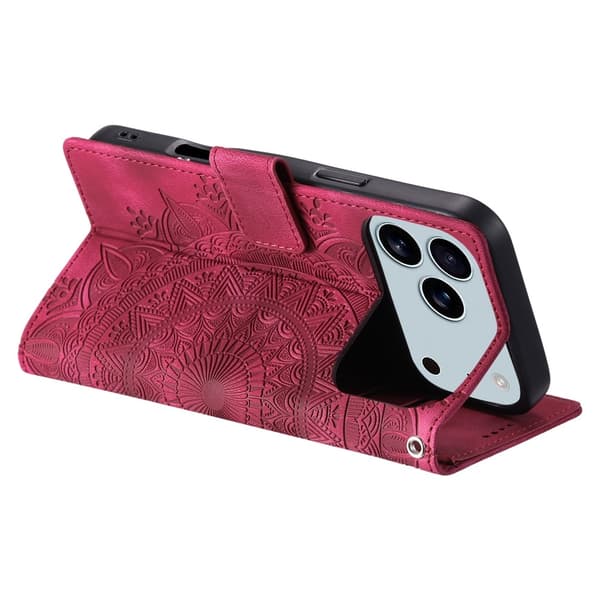 iPhone 17 Pro Max Fodral Mandala Läder Rosa