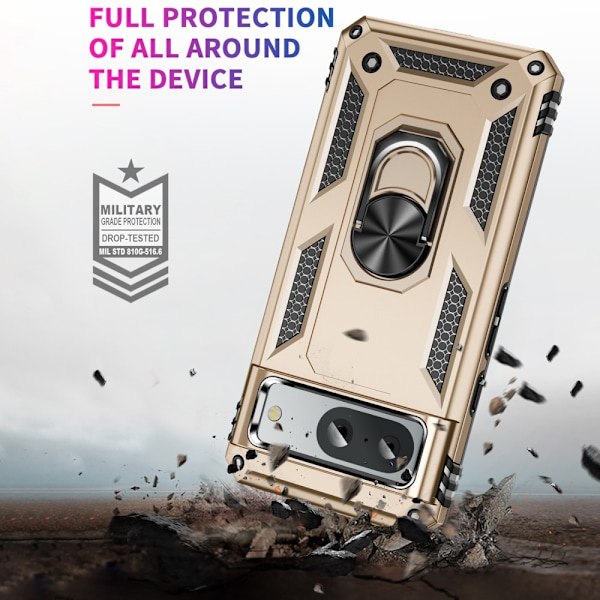 Google Pixel 8 Skal Armor Ring Hybrid Guld