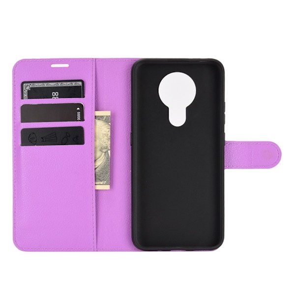 Nokia 3.4 - Litchi Läder Fodral - Lila Purple Lila