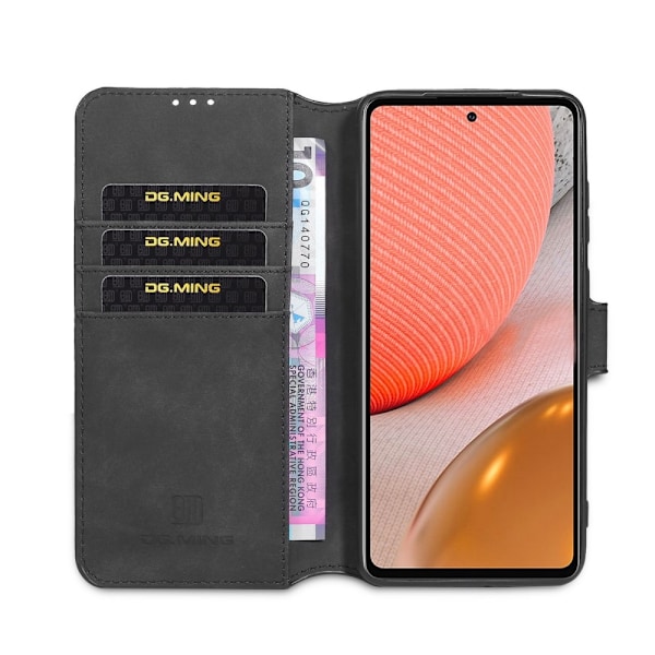 Samsung Galaxy A72 - DG.MING Retro Läder Fodral - Svart Black Svart