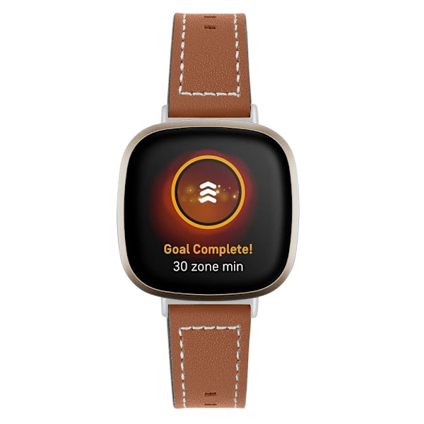 Äkta Läder Armband Versa 3/Fitbit Sense - Brun Brown Brun