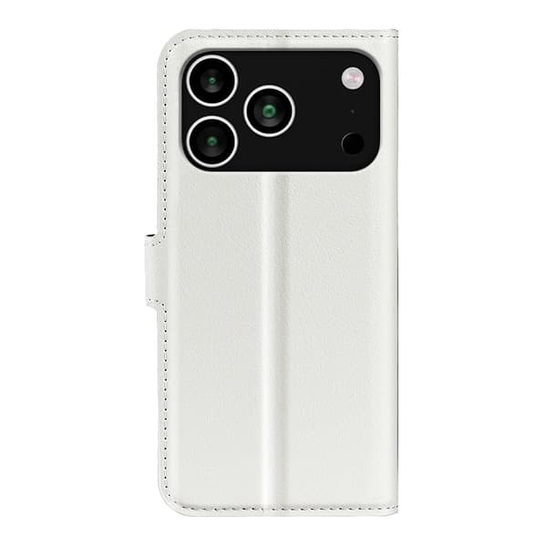 iPhone 18 Pro/17 Pro Fodral Litchi Läder Vit