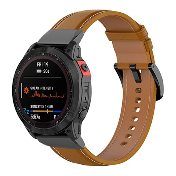 Äkta Läder Armband För Garmin Brun