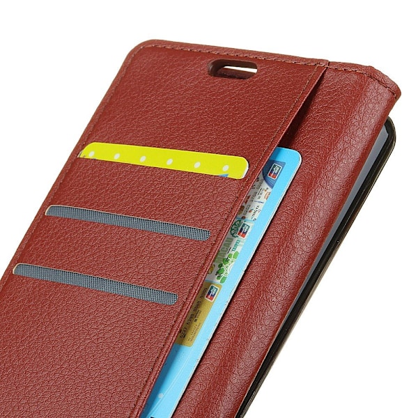 Nokia 9 PureView - Plånboksfodral Litchi - Brun Brown Brun