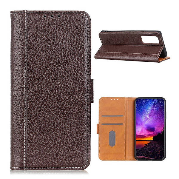 Samsung Galaxy A72 - Litchi Läder Fodral - Brun Brown Brun